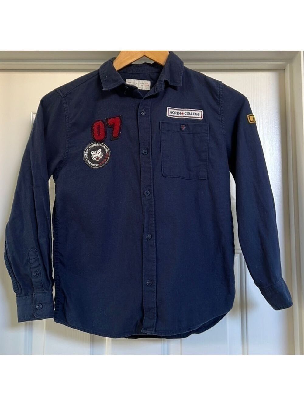 Boys Zara navy button up shirt. Size 9
